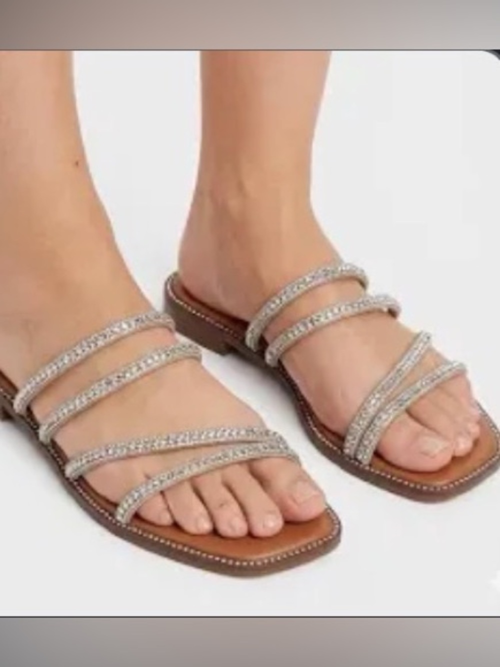 Steve Madden Bejeweled Strappy Flat Sandals - Silver
